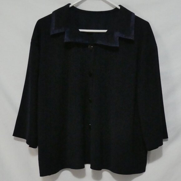 Unbranded | 22 inch pit to pit measured | Black Button-Up Front Textured Blazer - Picture 1 of 14